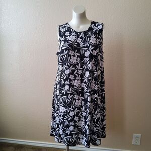 Karen Kane Black White Floral Print Sleeveless Dress Size 2X New